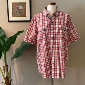 NWT 7 Diamonds Originals Plaid Button Down Shirt, Red Brown & Cream, Men’s XXL